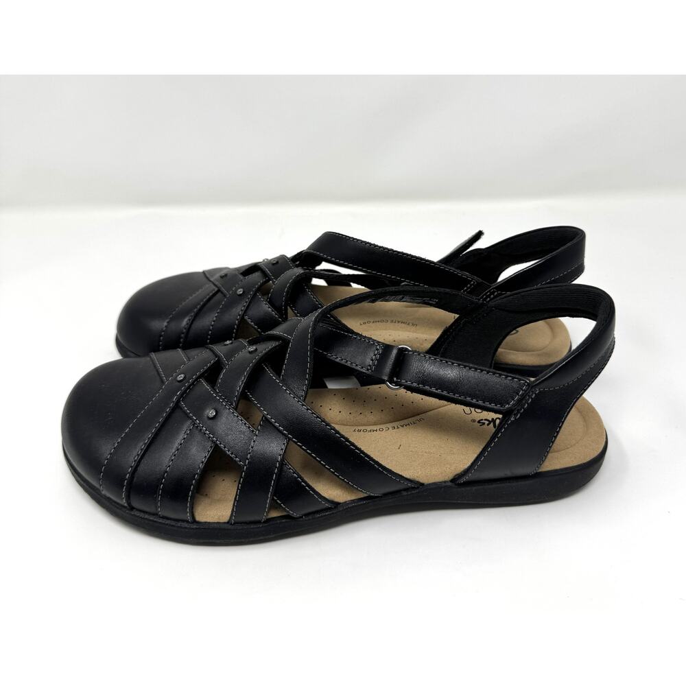 Clarks Women's Elizabelle Sea Fisherman Sandal, Black Leather, Size 8.5 - Picture 5 of 7